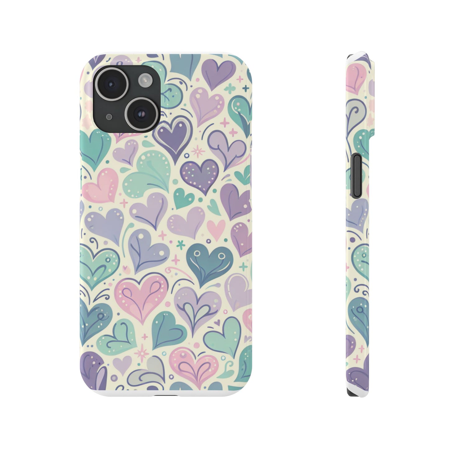 Whimsical Heart Slim Phone Case - Cute Coaster, Valentine's Gift, Gift for Her, Love-themed Case, Colorful Phone Accessory