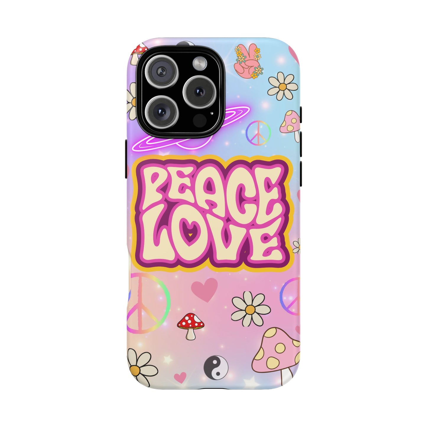 Peace and Love Phone Case, Retro Vibe Tough Case, Gift for Friends, Boho Aesthetic, Spring Celebration, Trendy Accessory