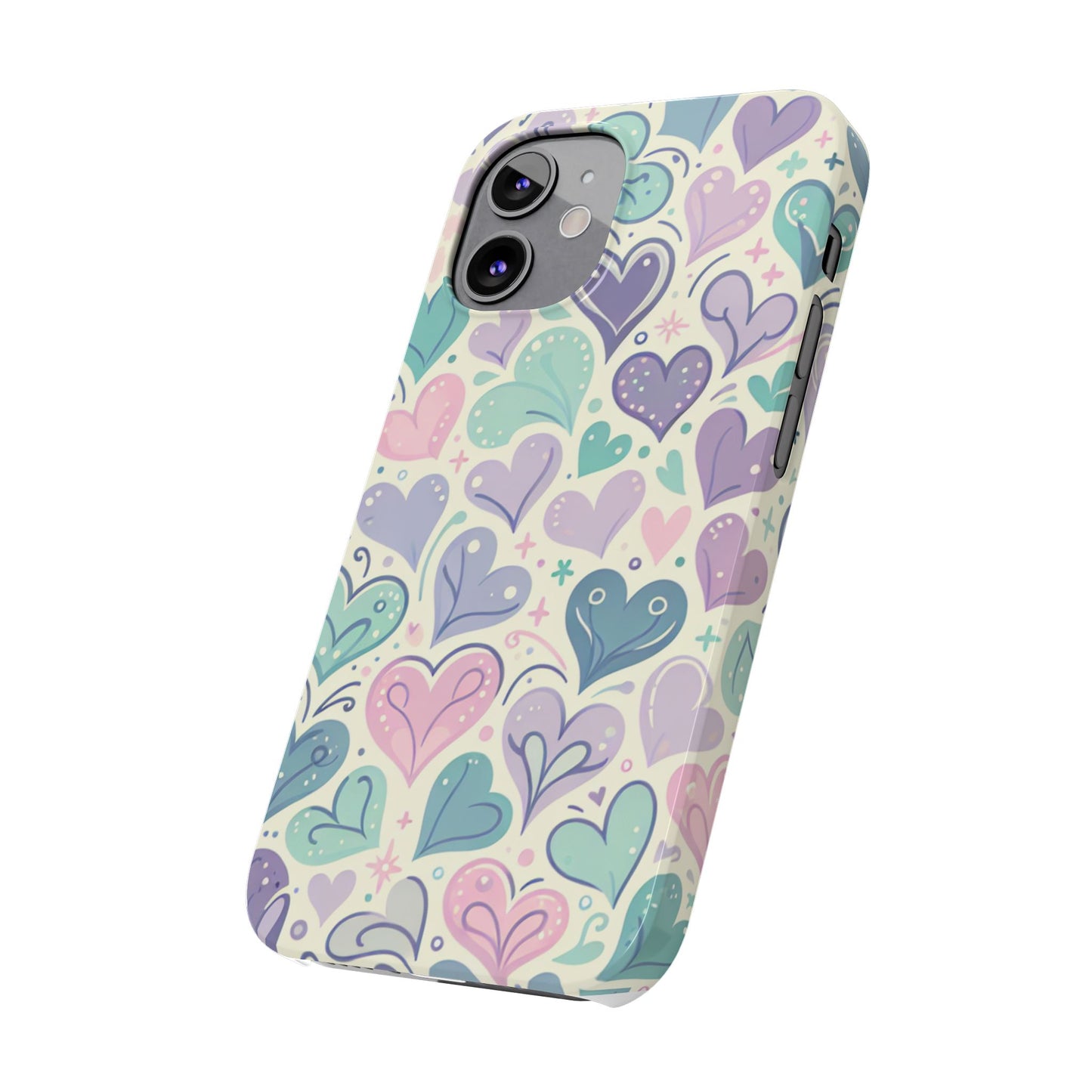 Whimsical Heart Slim Phone Case - Cute Coaster, Valentine's Gift, Gift for Her, Love-themed Case, Colorful Phone Accessory