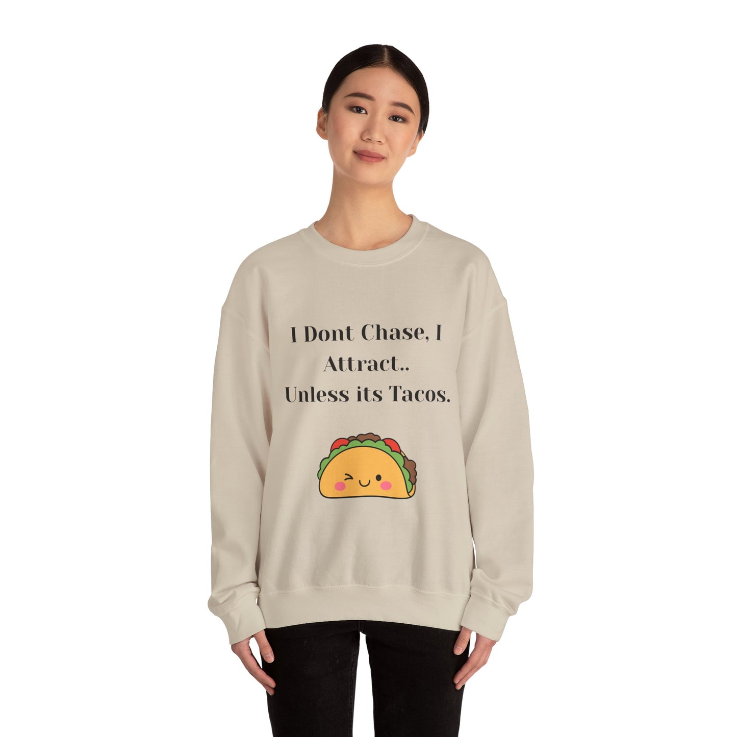 Taco-Themed Funny Crewneck Sweatshirt, Comfy Sweatshirt for Taco Lovers, Unisex Gift for Foodies, Casual Wear, Taco Gift