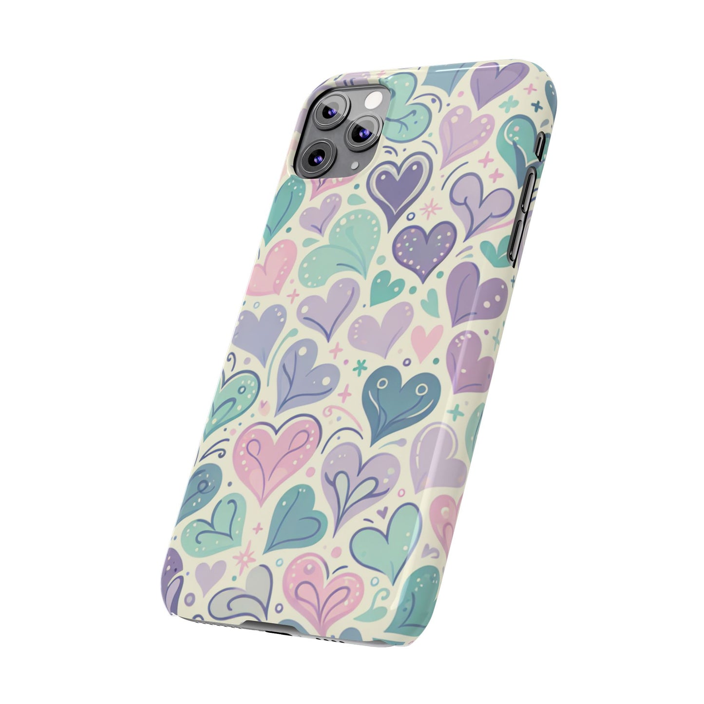 Whimsical Heart Slim Phone Case - Cute Coaster, Valentine's Gift, Gift for Her, Love-themed Case, Colorful Phone Accessory