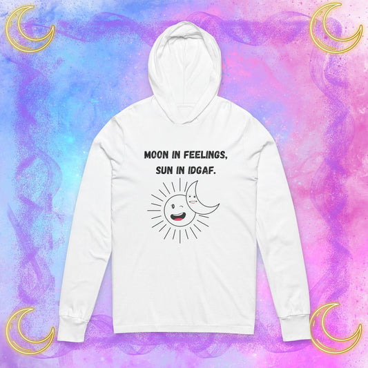 Chill Vibes Hoodie, Unisex Long Sleeve Tee for Moon Lovers, Perfect Gift for Astrology Fans, Relaxed Casual Wear, Cozy Layering Piece