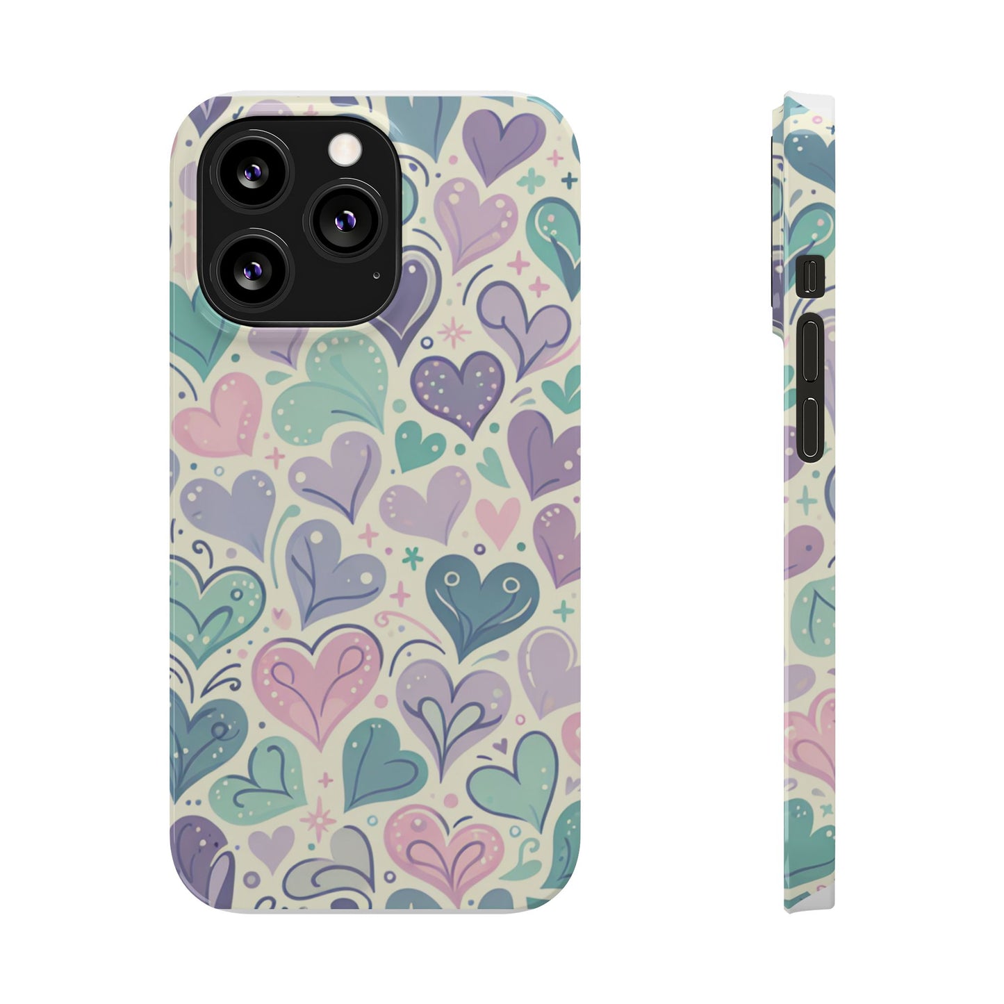 Whimsical Heart Slim Phone Case - Cute Coaster, Valentine's Gift, Gift for Her, Love-themed Case, Colorful Phone Accessory