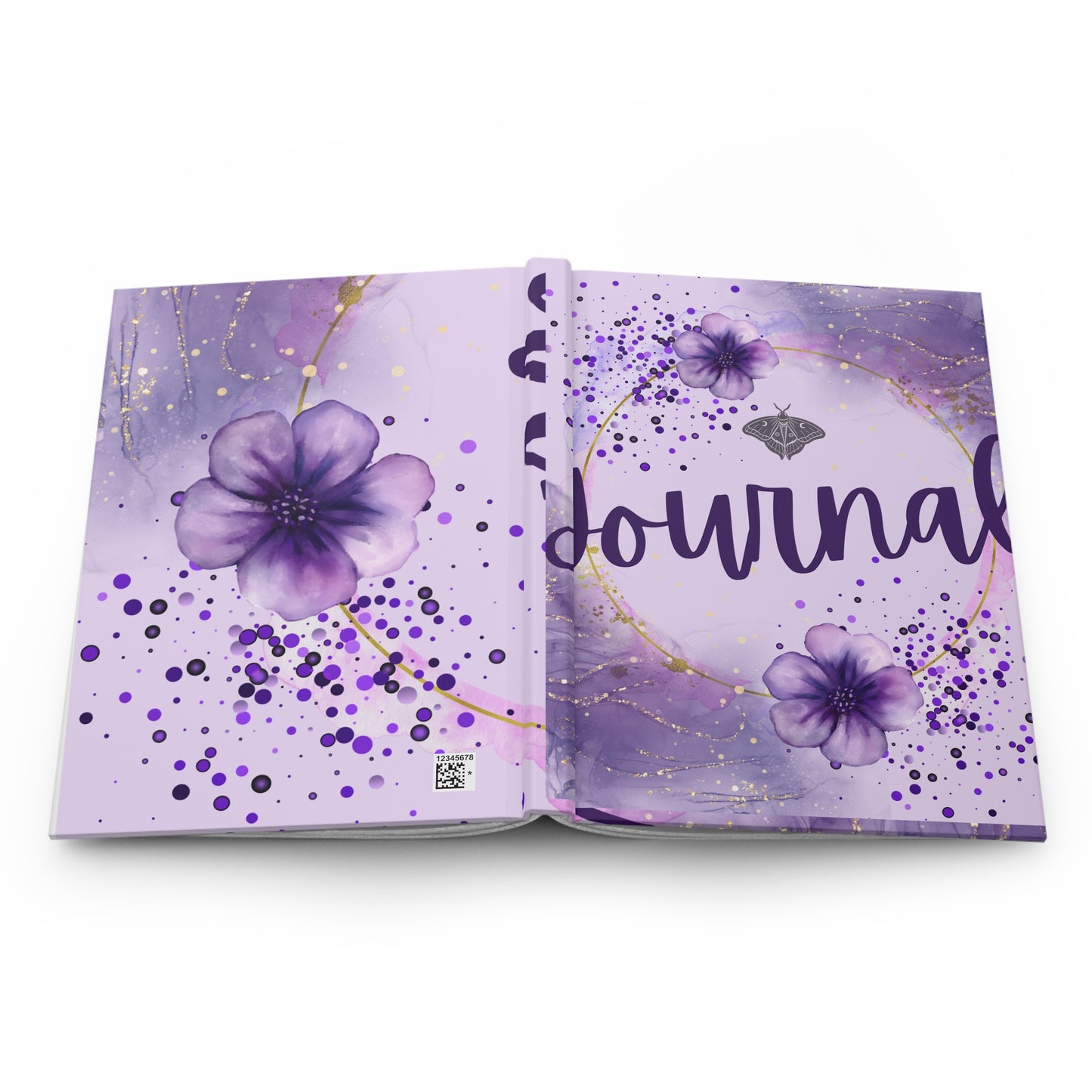 Elegant Floral Hardcover Journal with Purple Accents, Personalized Gift, Writing Notebook, Gratitude Journal, Daily Planner, Custom Journal