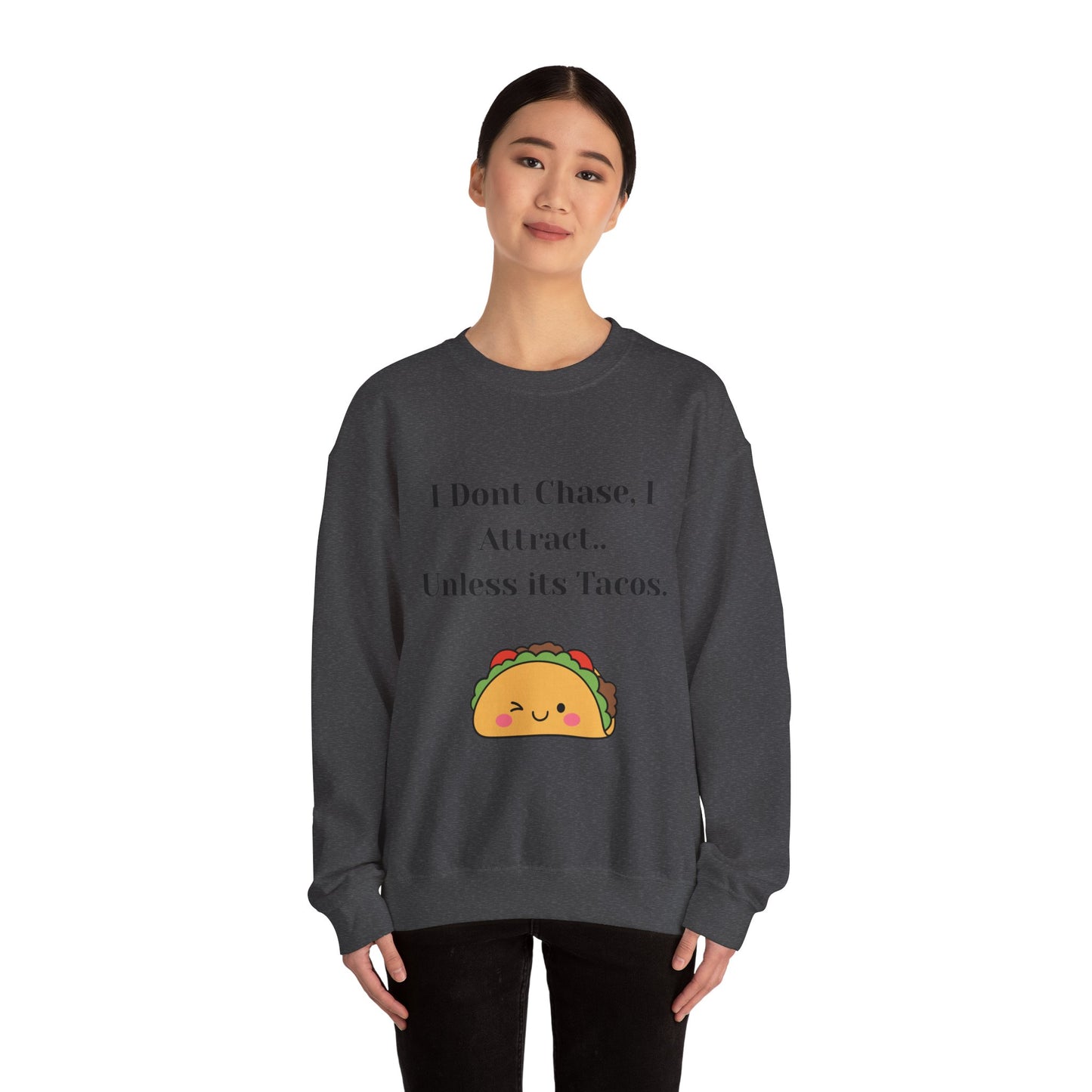 Taco-Themed Funny Crewneck Sweatshirt, Comfy Sweatshirt for Taco Lovers, Unisex Gift for Foodies, Casual Wear, Taco Gift
