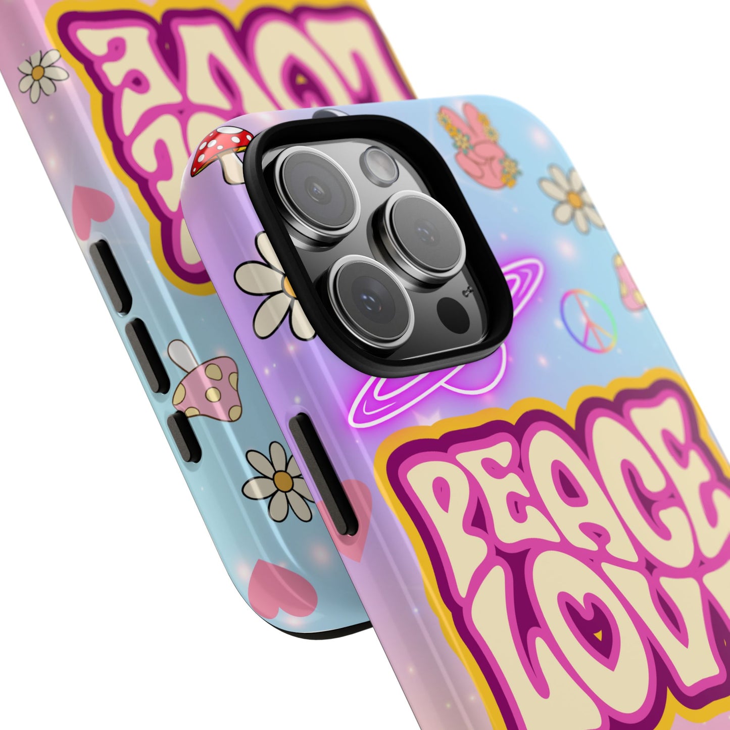 Peace and Love Phone Case, Retro Vibe Tough Case, Gift for Friends, Boho Aesthetic, Spring Celebration, Trendy Accessory