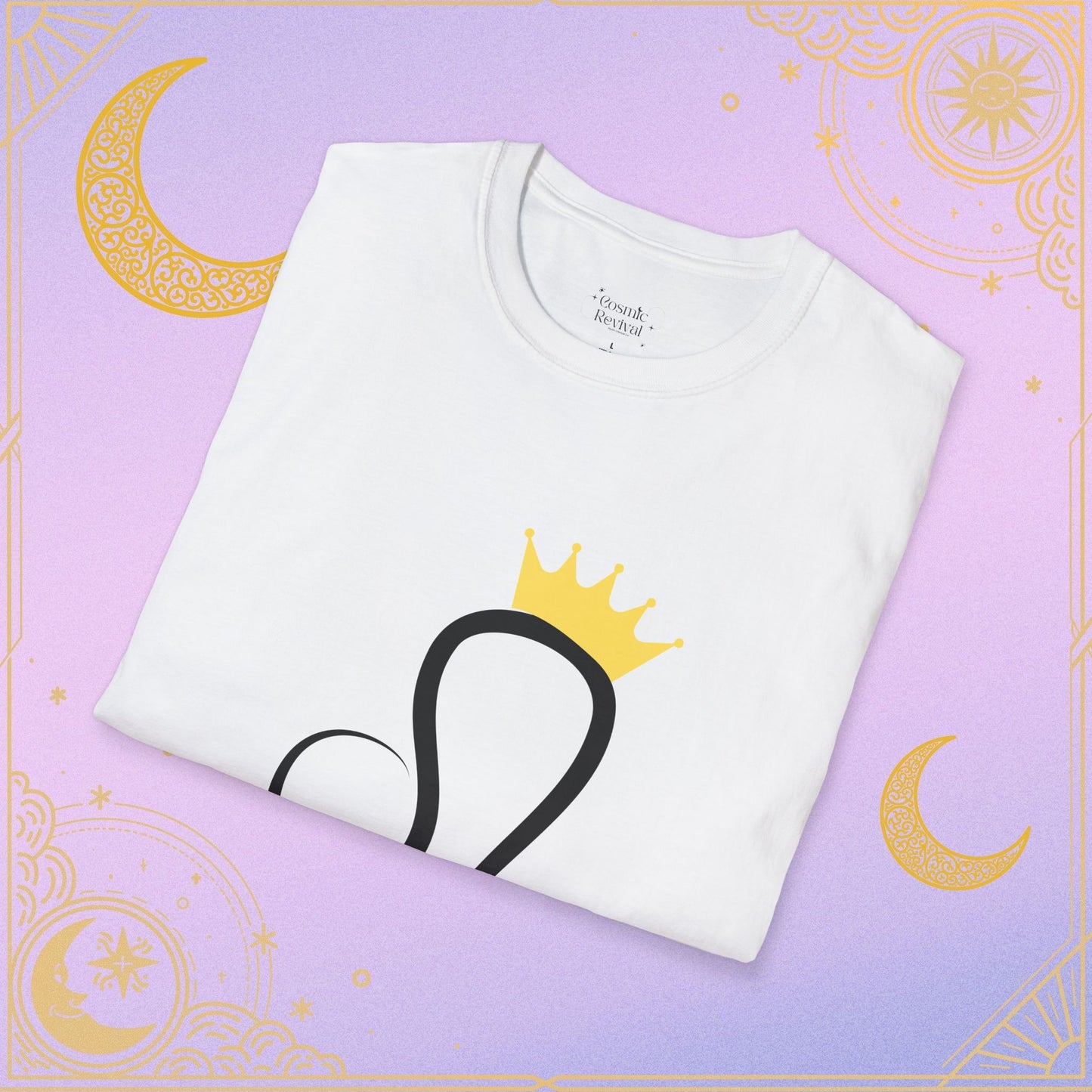 Leo Crown Unisex Softstyle T-Shirt, Zodiac Tee, Astrology Apparel, Birthday Gift, Horoscope Fashion, Celestial Style