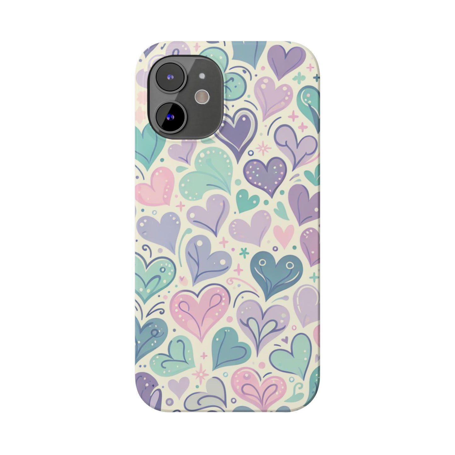 Whimsical Heart Slim Phone Case - Cute Coaster, Valentine's Gift, Gift for Her, Love-themed Case, Colorful Phone Accessory