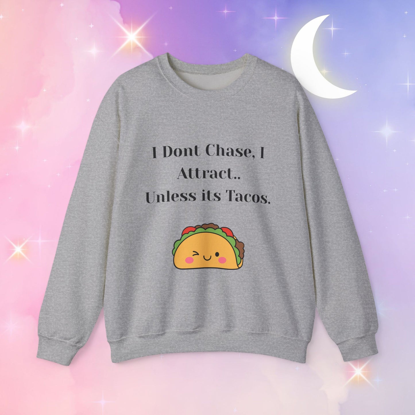 Taco-Themed Funny Crewneck Sweatshirt, Comfy Sweatshirt for Taco Lovers, Unisex Gift for Foodies, Casual Wear, Taco Gift