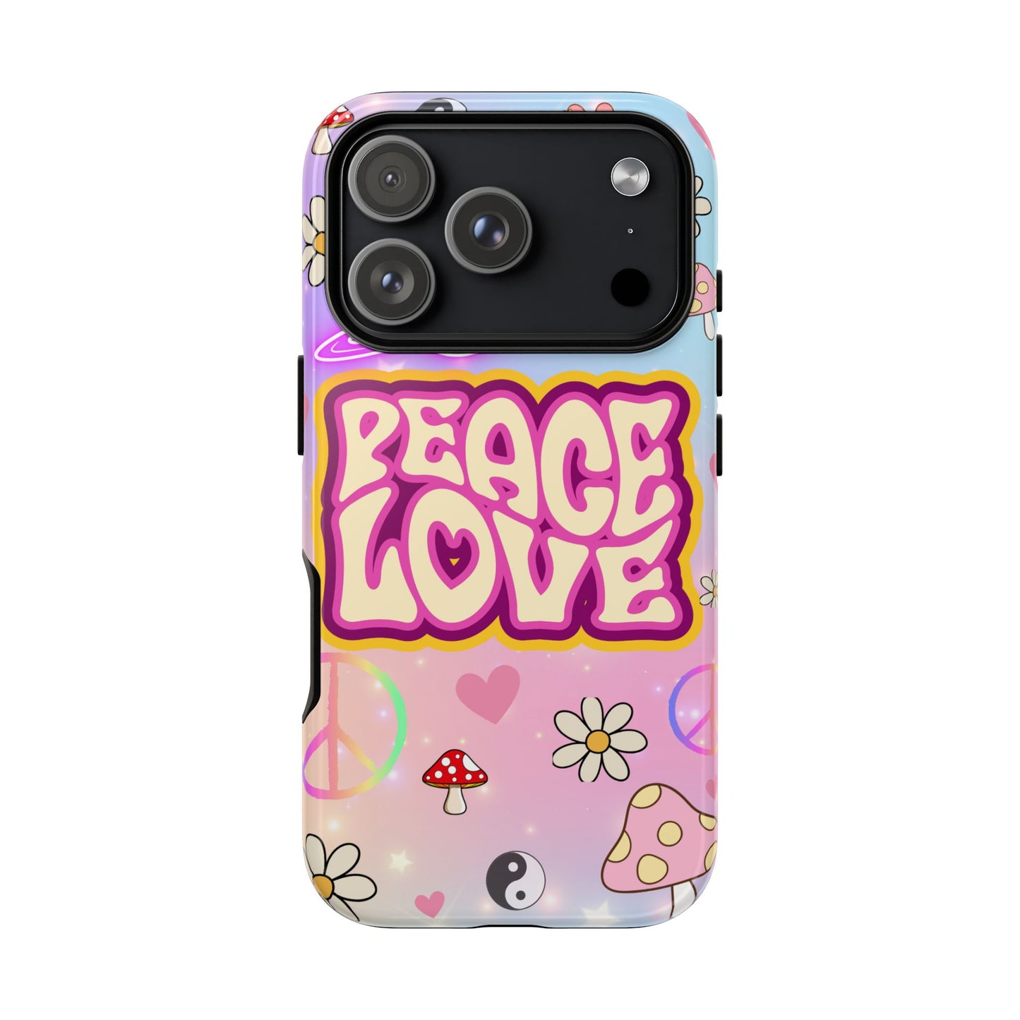 Peace and Love Phone Case, Retro Vibe Tough Case, Gift for Friends, Boho Aesthetic, Spring Celebration, Trendy Accessory