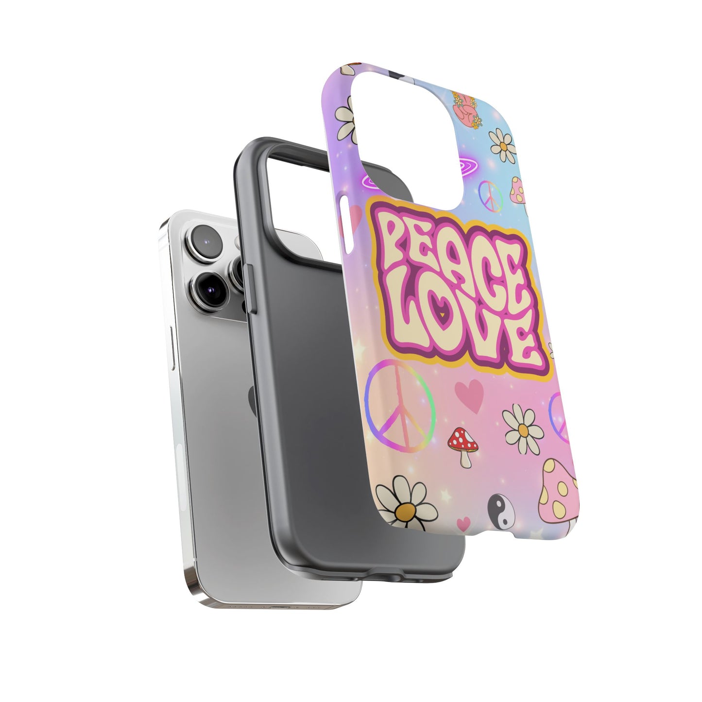 Peace and Love Phone Case, Retro Vibe Tough Case, Gift for Friends, Boho Aesthetic, Spring Celebration, Trendy Accessory