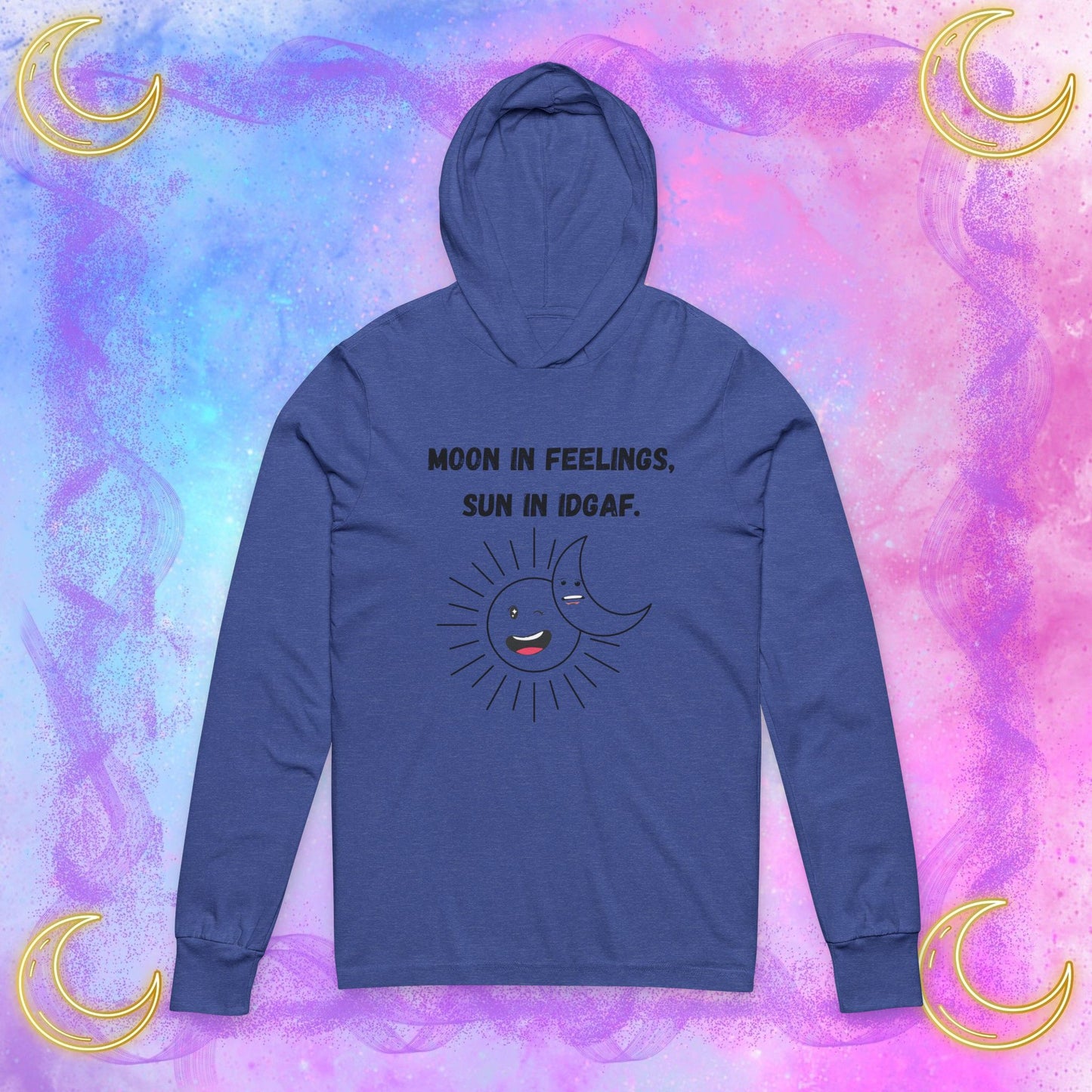 Chill Vibes Hoodie, Unisex Long Sleeve Tee for Moon Lovers, Perfect Gift for Astrology Fans, Relaxed Casual Wear, Cozy Layering Piece