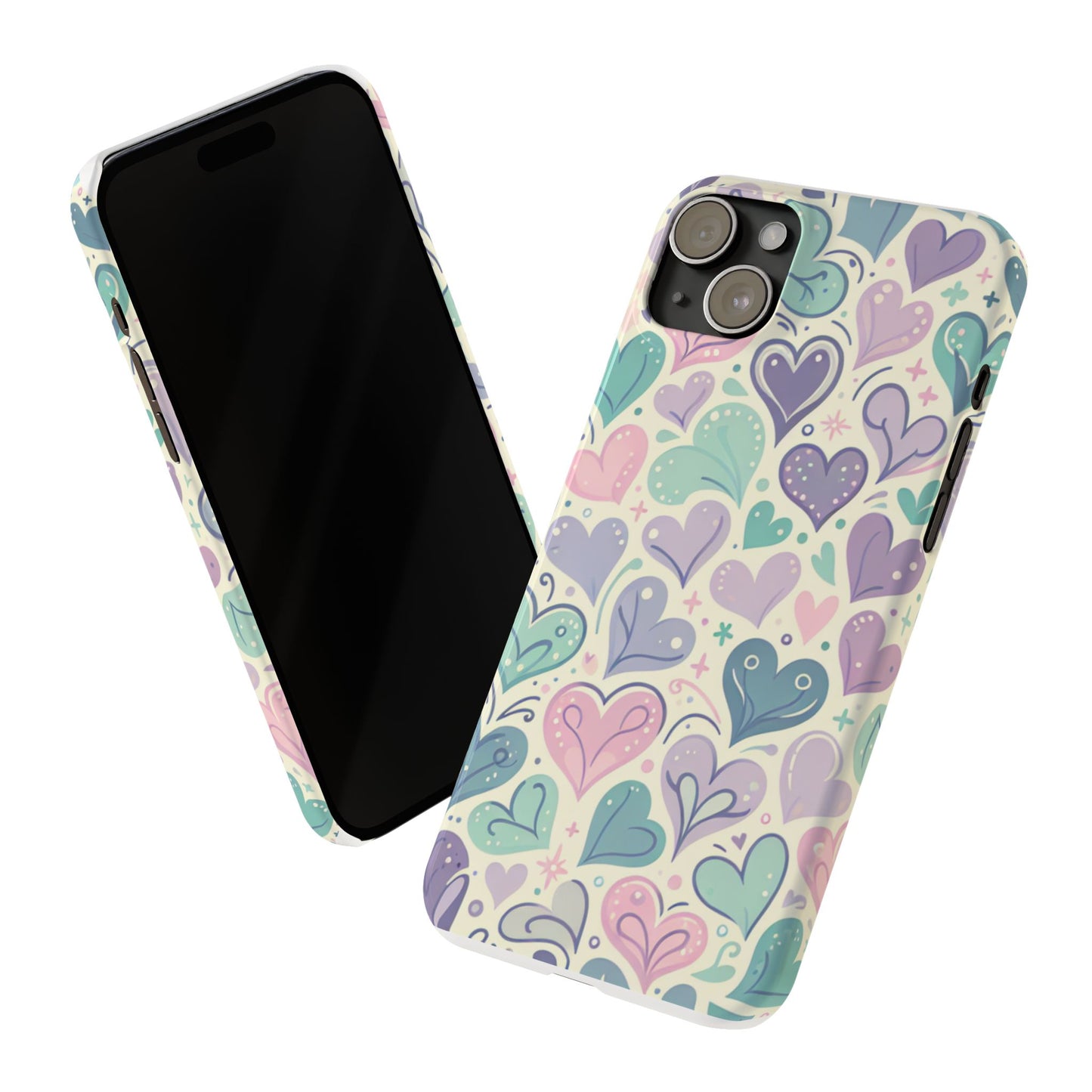 Whimsical Heart Slim Phone Case - Cute Coaster, Valentine's Gift, Gift for Her, Love-themed Case, Colorful Phone Accessory